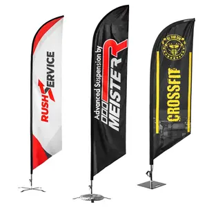 Outdoor Flying Banner Promotion Custom Printed Advertising Feather Teardrop Flag Bali Bow Beach Flag With Corss Base