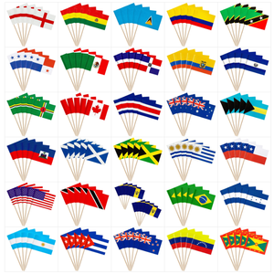 Mini-drapeaux de cocktail pour fête, avec logo drapeau national imprimé, pour décoration de fruits, sur bâtonnets en bambou - Product Image 1
