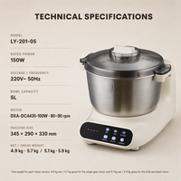 Machine à pâtes électrique multifonctionnelle en gros avec bol de 5 L, rouleau à pâte et machine à nouilles pour la cuisine