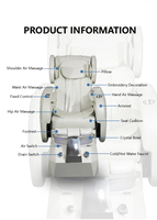 Fauteuil de pédicure spa en fibre de verre de luxe avec fonction de massage corporel complet, bain à remous, fonctions réglables et fonction de vibration pour usage en salon