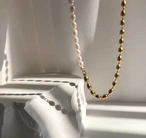 <span class=keywords><strong>Collar</strong></span> de <span class=keywords><strong>perlas</strong></span> para <span class=keywords><strong>hombre</strong></span> y mujer, joyería de acero inoxidable, <span class=keywords><strong>cadena</strong></span> de bola medio ovalada, gargantilla de media perla, joyería de Navidad - Product Image 4