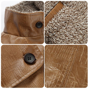 سترة رجالية سميكة من الجلد الصناعي بياقة قائمة-معطف شتوي كاجوال للأعمال ، أحجام كبيرة لتجار الجملة بالجملة - Product Image 3