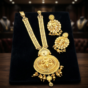 Wholesale 14K 18K 24K Micro Gold Plated Forming Long Set, Micro Gold Fashion Long Jewelry, Traditional Floral Design Jewelry Set - Product Image 5
