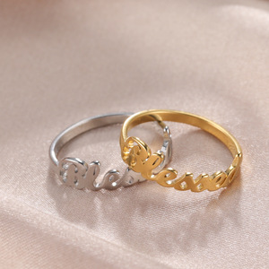 Anillos benditos religiosos de acero inoxidable al por mayor a <span class=keywords><strong>la</strong></span> moda para mujer, anillos de oración de Buena Esperanza chapados en oro de 18 quilates para hombre, regalos de joyería - Product Image 3