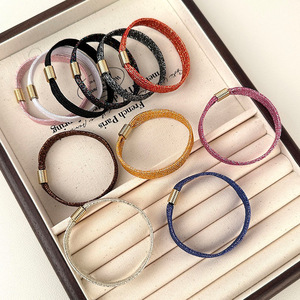 Bling sọc đồng bằng <span class=keywords><strong>ponytail</strong></span> chủ elastics vành đai phẳng tóc Rope Nhẫn phụ kiện kim loại liên kết tóc ban nhạc cao su tóc dày quan hệ - Product Image 6