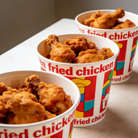 Emballage personnalisé en gros pour la restauration rapide, avec logo, pour emporter, nuggets de poulet KFC, ailes de poulet, poulet frit en seau