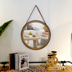 Quốc gia phong cách sắt gỗ khung tròn treo gương nhà phòng khách hành lang hiên trang trí tường gương - Product Image 3