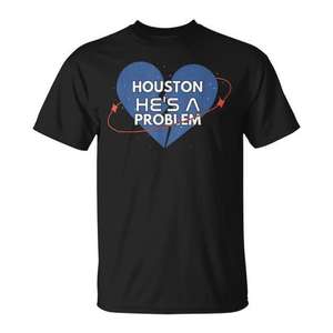 Camiseta Houston Hes A Problem, camiseta gráfica informal negra para hombre - Product Image 1