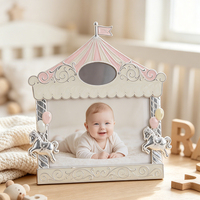 Cadre photo bébé carrousel en alliage de zinc argenté 4x6, cadre photo métallique pour nouveau-né, cadeau de baby shower, vente en gros, directement de l'usine