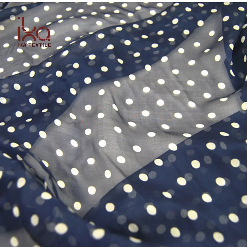 Polka Dot Digital Printed Custom Schwarz Soft Pure 100% Seide Chiffon Stoffe für Kleidung