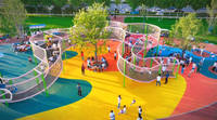 Structure de jeu en filet arc-en-ciel personnalisée pour l'extérieur, équipement de terrain de jeu en filet de cordes commercial pour les enfants, parc Ropecube
