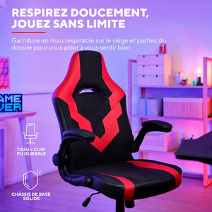 <span class=keywords><strong>Chaise</strong></span> <span class=keywords><strong>de</strong></span> <span class=keywords><strong>bureau</strong></span> ergonomique rouge et noire <span class=keywords><strong>de</strong></span> qualité supérieure avec accoudoirs pivotants rembourrés et siège réglable en hauteur pour les longues sessions <span class=keywords><strong>de</strong></span> jeu - Product Image 5