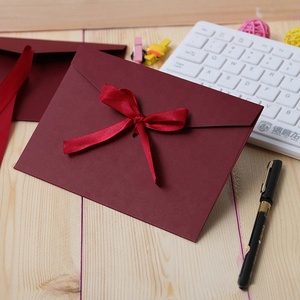 Phong Bì Giấy Kraft Mới Phong Cách Thiệp Mời Chính Thức Phong Cách Phương Tây In Logo Nơ Màu Trơn Có Ruy Băng - Product Image 5