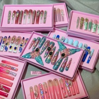 Pointes d'ongles en acrylique faites à la main sur mesure de luxe avec strass Vente en gros avec presse française pour Nail Art avec des doigts papillon stiletto