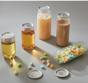 Bulk Clear Custom Transparent Juice Coffee Beverage Soda Soft Energy Drink Empty PET Plastic Cans For Soft Drinking