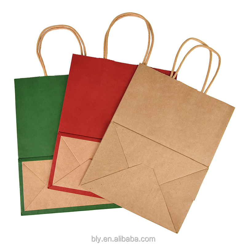 可回收新设计定制可折叠牛皮纸袋杂货购物袋定制商标纸美丽艺术手提袋