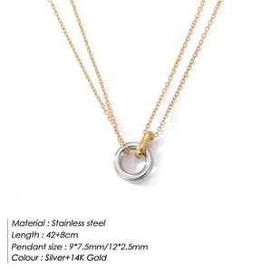 Pendentif <span class=keywords><strong>Cercle</strong></span> Géométrique en Acier Inoxydable Plaqué Or 14K, Bijou Classique Tendance pour Femme, Chaîne à Maillons pour Fête et Usage Quotidien - Product Image 6