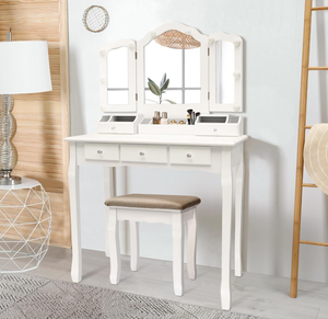 Muebles de dormitorio de madera blanca moderna, tocador con espejo iluminado/tocador para maquillaje para uso en vestidor de dormitorio - Product Image 2