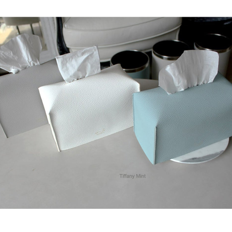 ready to ship  rectangle PVC Leather Facial Tissue Box Holder/Decorative Rectangular Square Tissue Box Cover for Bathroom