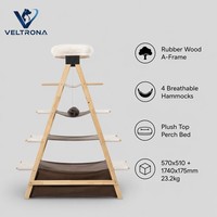 Tour à chat en bois en forme de A, multi-niveaux, avec hamac, perchoir, mobilier d'escalade d'intérieur et lit moelleux, vente en gros