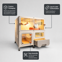Grande cage à chat multi-niveaux, villa de luxe pour chat avec roulettes, porte transparente, hamac et tiroir à litière pour chats d'intérieur