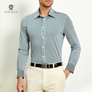 <span class=keywords><strong>Chemise</strong></span> décontractée pour <span class=keywords><strong>homme</strong></span> en coton tricoté et élasthanne à rayures imprimées - Product Image 2