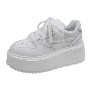 Baskets blanches à semelle épaisse pour femmes de la station européenne, baskets tendance à lacets pour augmenter la taille - Product Image 1