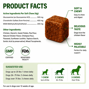 Friandises Tendres Sans Céréales pour Chiens, Soutien Hanches et Articulations, Saveur Poulet, Glucosamine Chondroïtine MSM, Marque Privée, Fabrication OEM/ODM aux États-Unis - Product Image 2
