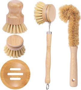Eco-friendly 5pcs Kitchen Brush Set All Natural Fibre Wooden Floor Vegetable Dish Bottle Pot Brush Sisal Cleaning Brush - Product Image 1