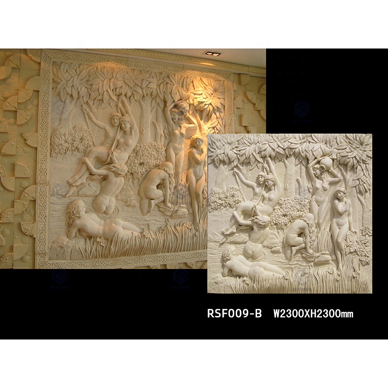 Scultura in rilievo di figura di arenaria naturale intagliata a mano personalizzata 3D Art Wall murale Marble Stone Relief