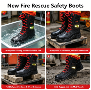 Bottes de sauvetage incendie avec semelles intérieures anti-perforation en fibre complexe, imperméables et antidérapantes pour chaussures de sécurité de travail en extérieur - Product Image 5