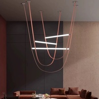 Lustre minimaliste design pour villa, loft, tubes, ceinture, salon, centre commercial, suspension LED de luxe
