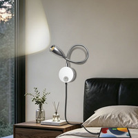 Lampe murale de lecture LED minimaliste nordique à col de cygne avec USB pour chambre à coucher et chambre d'amis