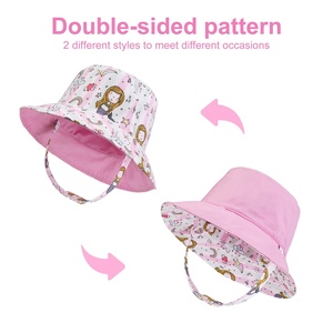 <b>Reversible</b> Cartoon Kids Cotton Twill Sun <b>Hat</b> UPF 50+ Double-Sided <b>Bucket</b> <b>Hat</b> Boys Girls Unisex Four Seasons Wide Brim Beach - Product Image 2