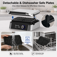 Gaufrier professionnel populaire de 1600 W haute puissance, amovible, en acier inoxydable, compatible lave-vaisselle, pour usage domestique
