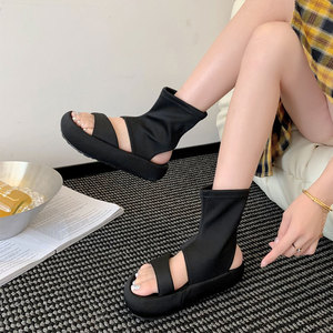 Sandales Joker à bout ouvert pour femme, nouvelle collection été 2025, à semelle épaisse compensée, élastiques et ajustables, pour <span class=keywords><strong>l</strong></span>'extérieur, modèle 26 - Product Image 3