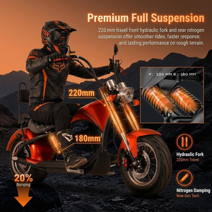 eAhora M1P Moto électrique pour adultes, style chopper, deux roues, batterie au lithium, conduite urbaine, rouge - Product Image 4
