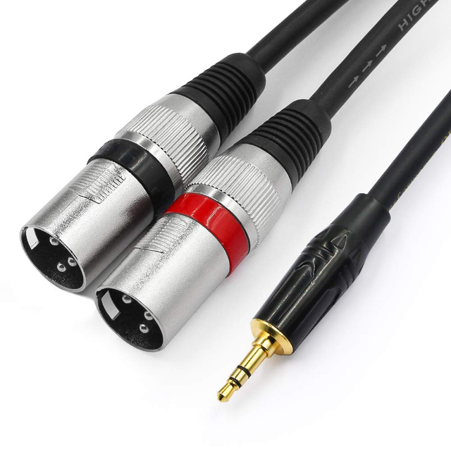 High Quality 3.5mm to Dual XLR Stereo Cable 1/8 Inch Mini Jack to 2 XLR Male Y Splitter Adapter Cord Audio & Video Cables