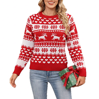 Pull en acrylique jacquard à motif animalier de Noël Fair Isle, tricoté, style européen, tendance, pour le marché international