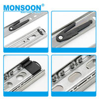 MONSOON rail de tiroir d'armoire de cuisine en acier inoxydable 3-Fold Full Extension Ball Bearing Drawer Slide For Cabinet Table
