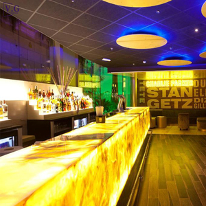OEM fornitori di mobili Bar giallo onice Corians marmo controsoffitto illuminazione <span class=keywords><strong>a</strong></span> <span class=keywords><strong>LED</strong></span> bancone Bar di lusso - Product Image 3