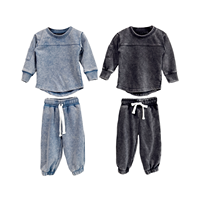 Ensembles Jogging Garçons Cool en Gros – Tenues Premium Effet Délavé Acide : T-shirt Manches Longues et Pantalon Jogging (2 Pièces)