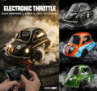 CQZNRC Mini 1:43 2.4G 4WD Véhicule télécommandé semi-proporcional pour drift, avec vitesse maximale de 15 km/h, éclairage LED, voiture de drift RC vintage, jouet de loisir