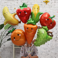 Groente- en fruitballonnenset voor verjaardagsfeestje - Tomaten, maïs, broccoli, banaan, druiven, aardbei - TJ merk, gemengde kleuren, aluminiumfolie