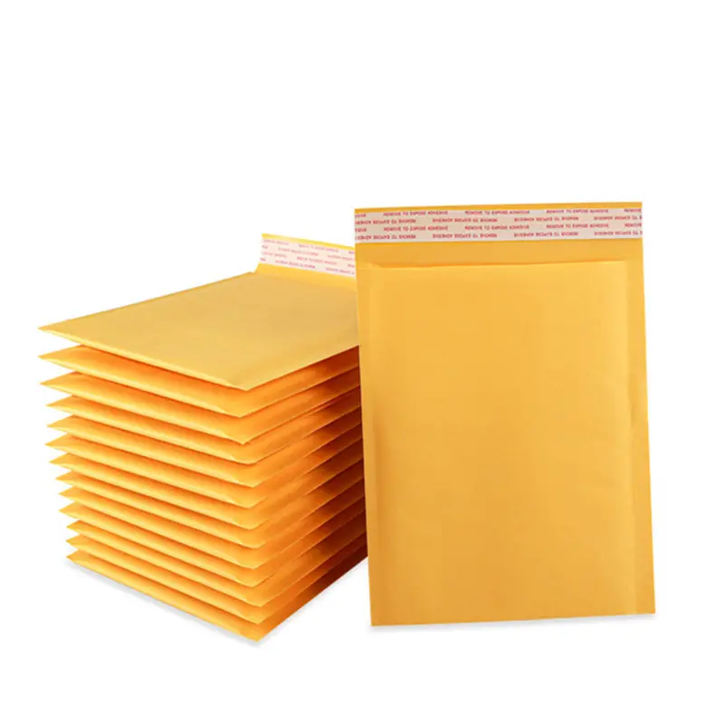 Enveloppes de courrier biodégradables, 50/100%, sacs de livraison rembourrées, en papier kraft jaune, pour la livraison