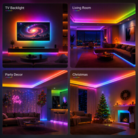 Bande LED COB RGBIC WS2811 DC24V 5M 10M 20M 30M, Ruban Lumineux à Effet Eau Courante RGB IC, Lampe Décorative pour Chambre