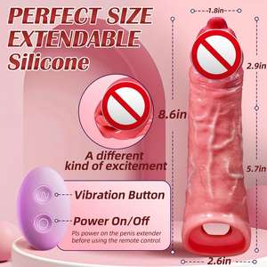 App-gesteuerter Dildo Kondom-Verstärker Männliches Sexspielzeug Silikon Gummi Verbesserter Realistischer Vibrator für Männer - Product Image 2