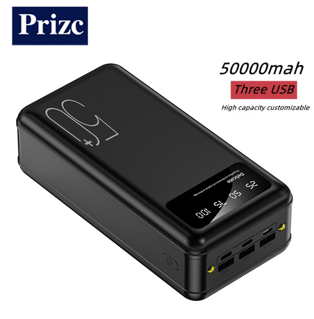 Wholesale Customization logo Portable Super Larger Capacity Charger with Dual LED Lights Powerbank 50000mAh Power Bank