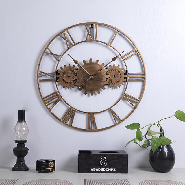 Hot Selling Wall Hanging Creative Vintage Antique Mechanical Moving Home Decor Gear Wall Clock
