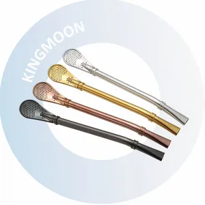 Stainless Steel Metal Straw Filter Spoon Loose Leaf Tea Strainer Tea Straw for Drinking Coffee and Cocktail